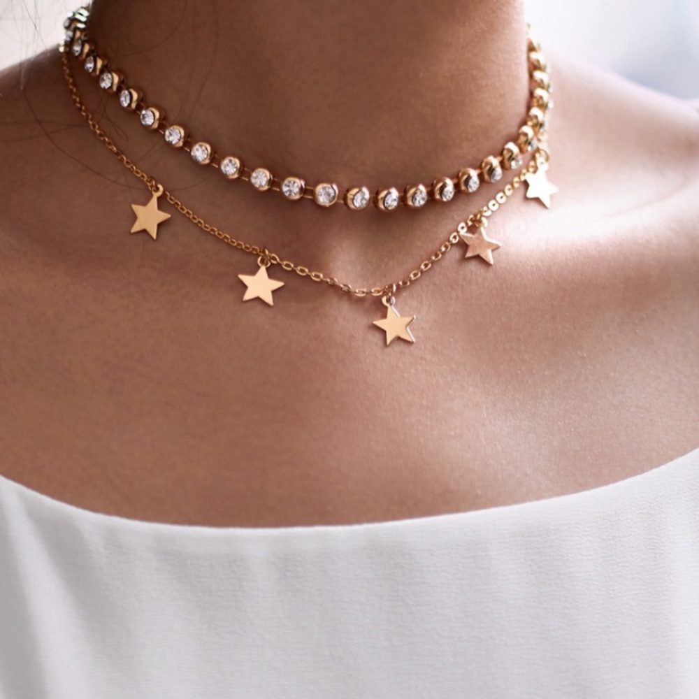 New Rhinestone and Star Choker